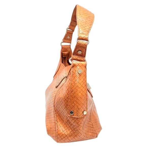 WORTHINGTON Vintage Fold Over Turn Lock Faux Brown Leather Handbag - Picture 9 of 10